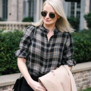 Apiece Apart Los Altos Plaid Flannel Lurex Top